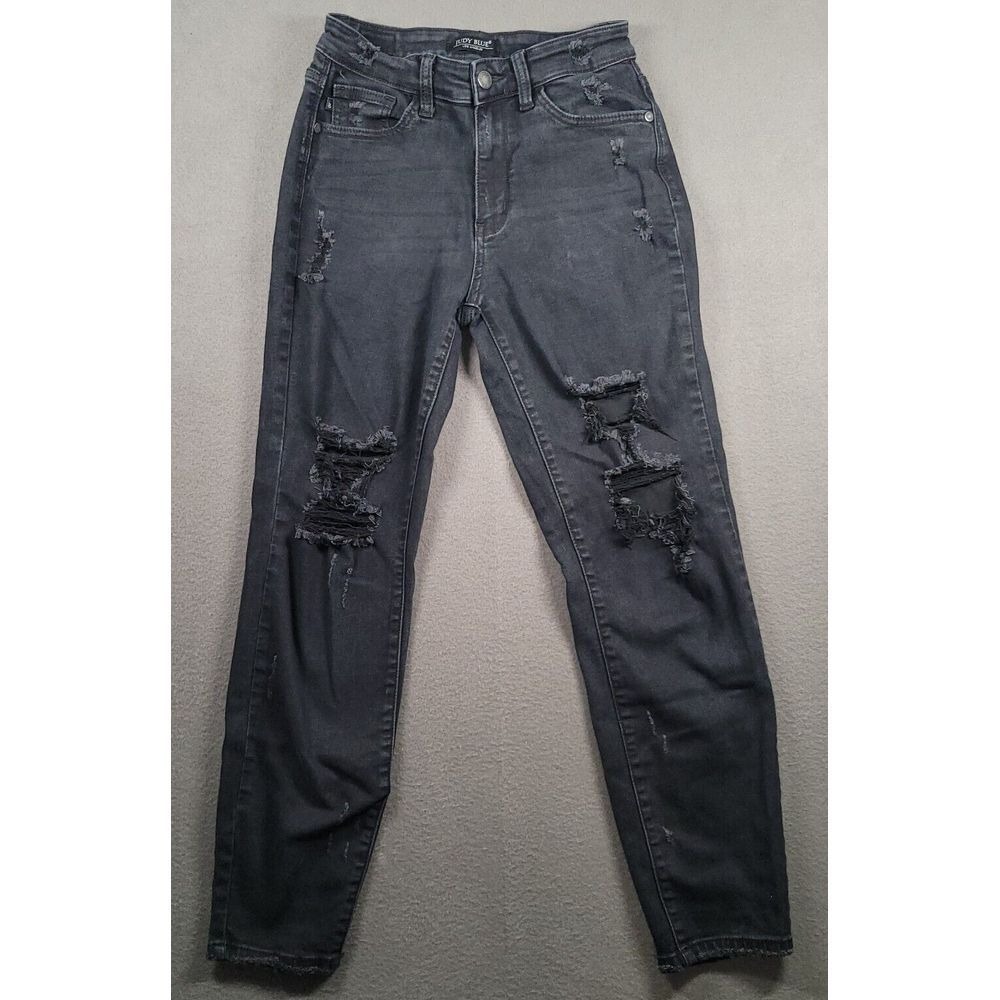Judy Blue The Standout Boyfriend Jeans Womens Size 25 Black Distressed JB82161BK